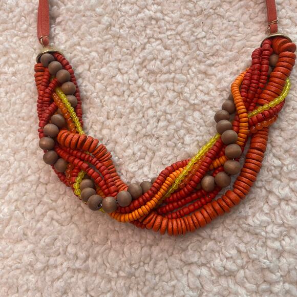 Orange and Gold Rope Fashion Necklace - Picture 2 of 10